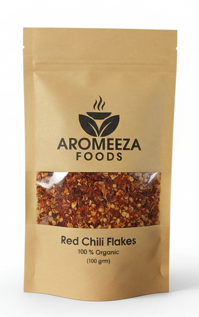 Aromeeza Foods Red Chili Flakes – 100% Organic | Premium Red Chili Flakes | 100g Fresh & Aromatic