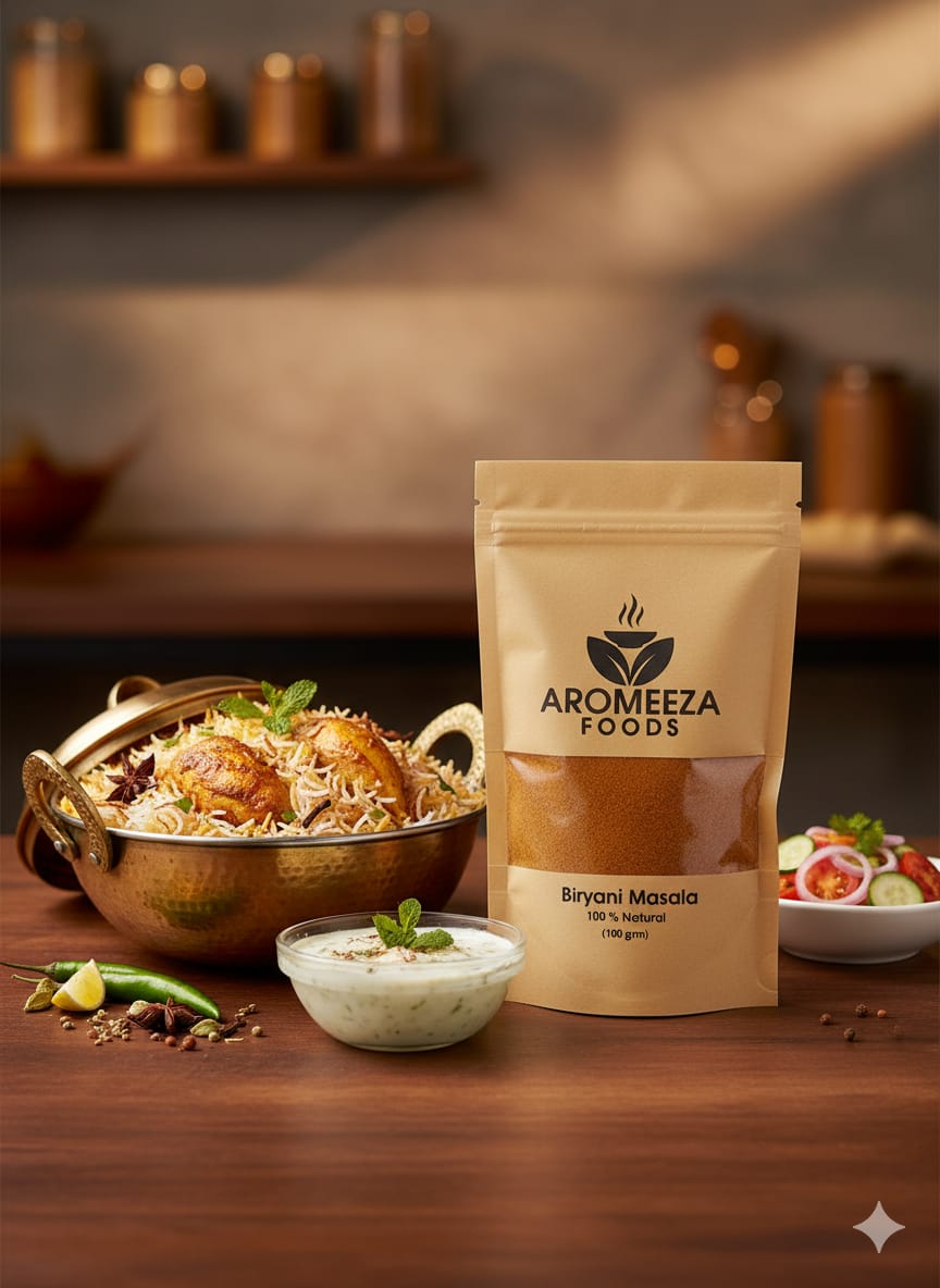 AROMEEZA FOODS Biryani Masala – 100% Natural Spice Blend (100g)