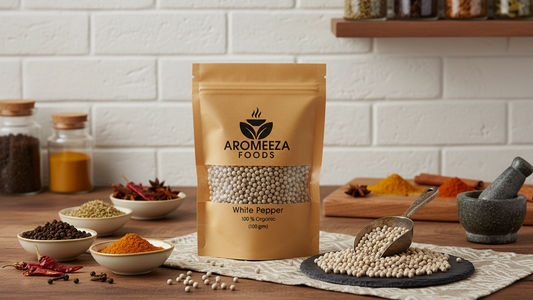 Aromeeza Foods White Pepper – 100% Organic (100g)