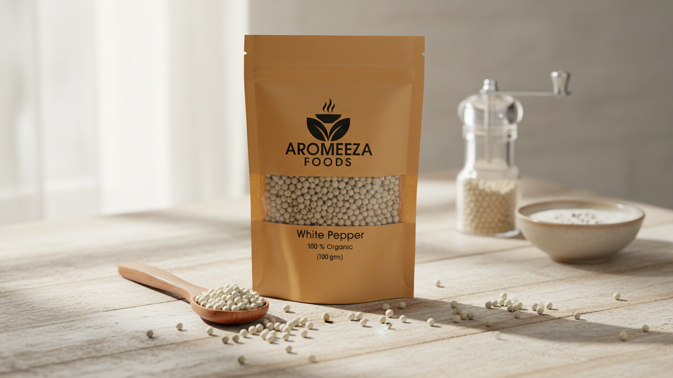 Aromeeza Foods White Pepper – 100% Organic (100g)