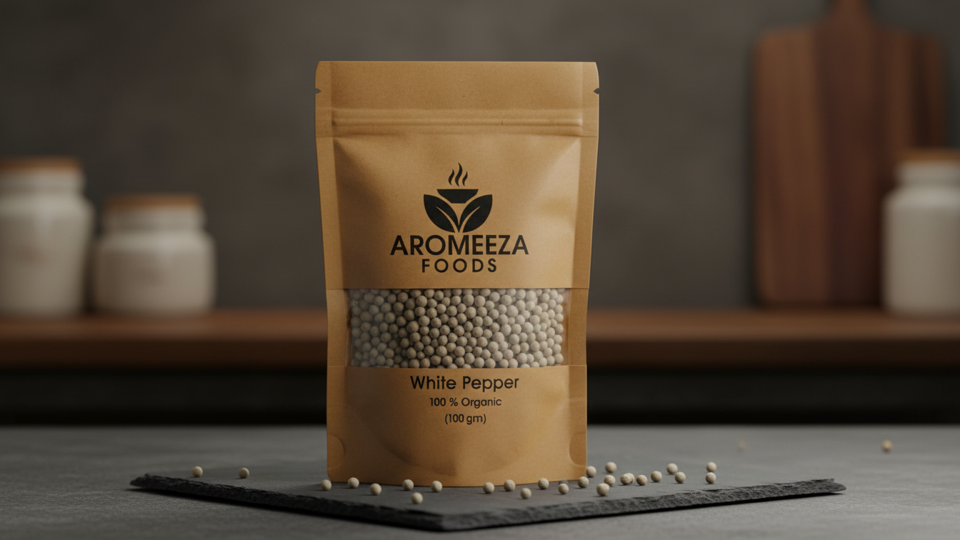 Aromeeza Foods White Pepper – 100% Organic (100g)