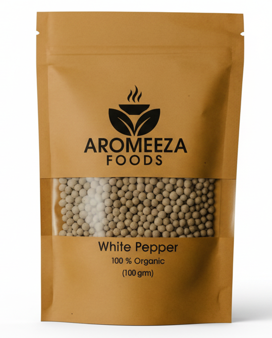Aromeeza Foods White Pepper – 100% Organic (100g)