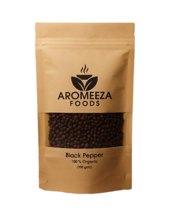 Aromeeza Foods Organic Black Pepper – 100% Pure & Fresh (100g)